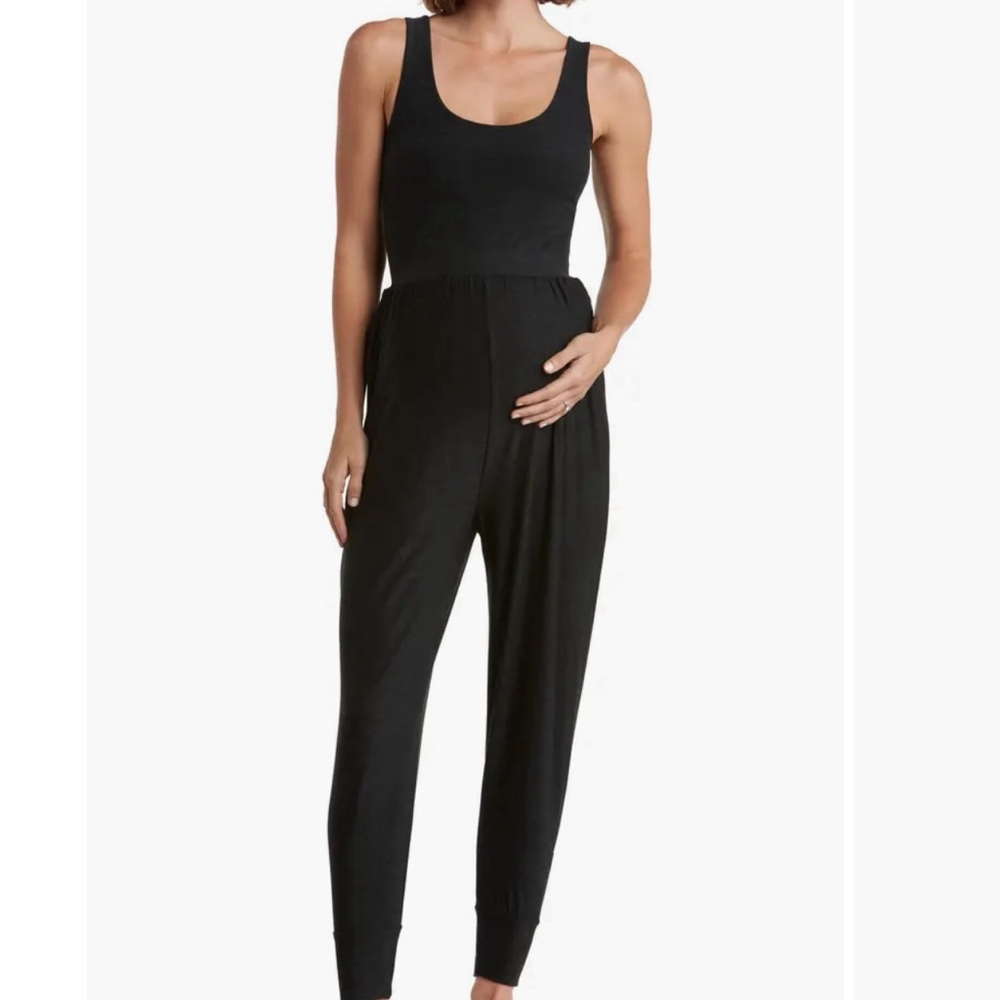 Women's Beyond Yoga Jumpsuit Size S Black beyond the bump space dyed knit